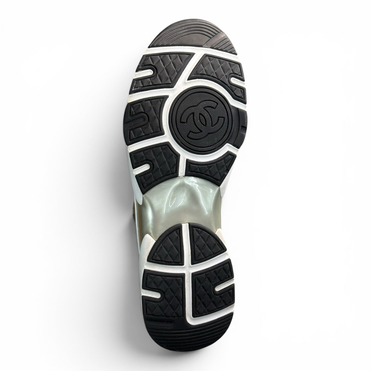 Chanel 22C Men's Black/White/Grey Knit Trainer | Size 45(12)