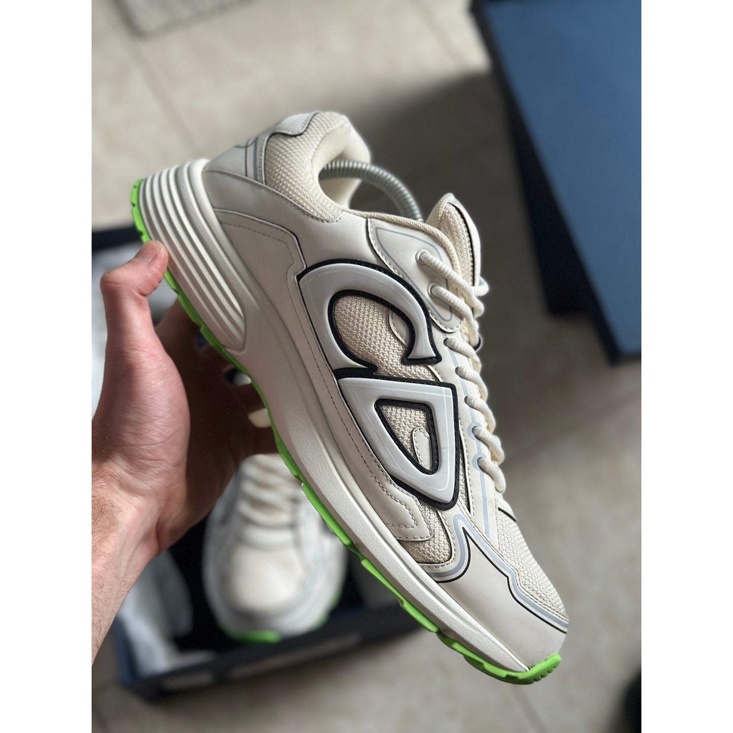 Size 11 - Dior B30 “Cream Green” White Sneaker Green Outsole