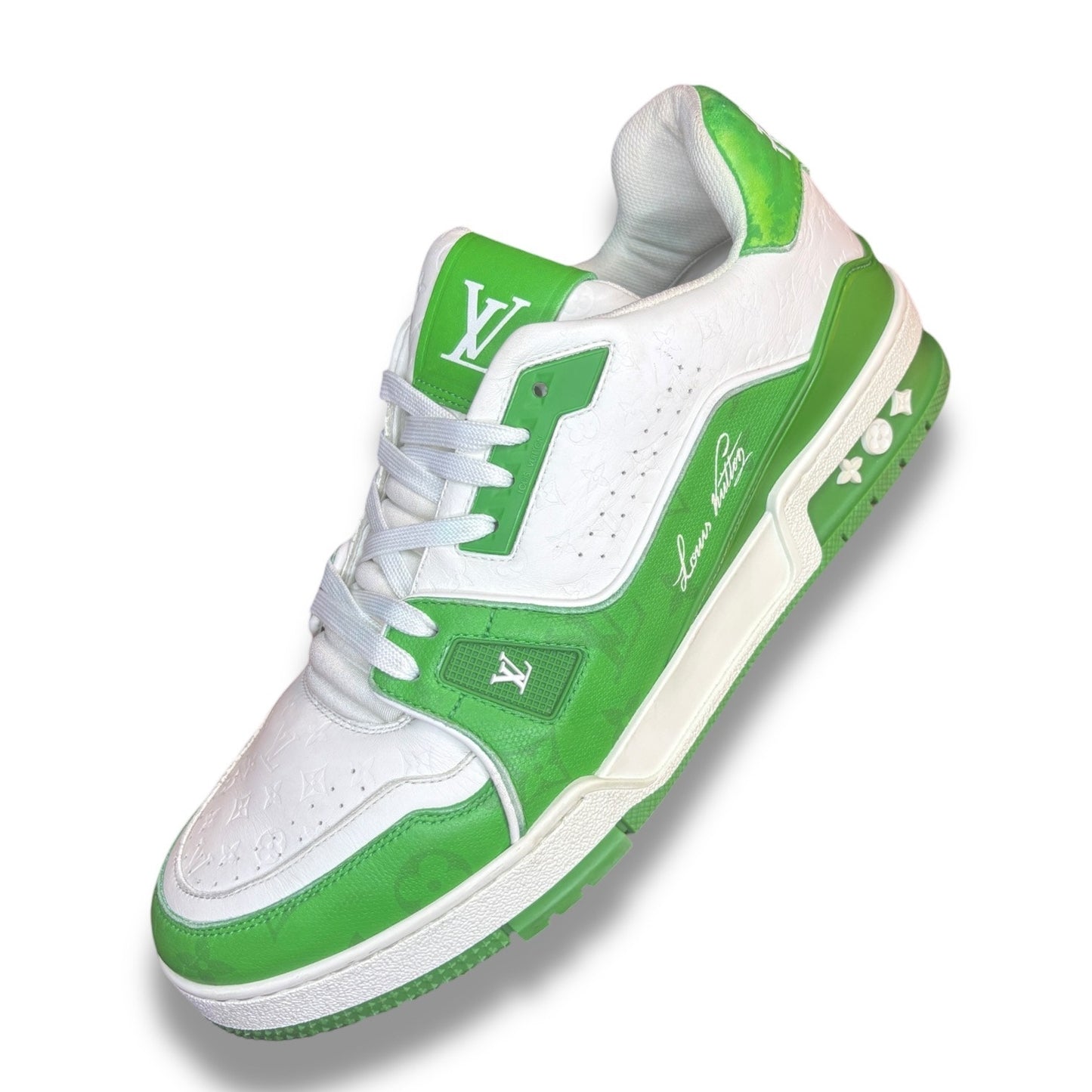 Louis Vuitton LV Trainer Green White Sneakers #54 | SZ 9.5LV