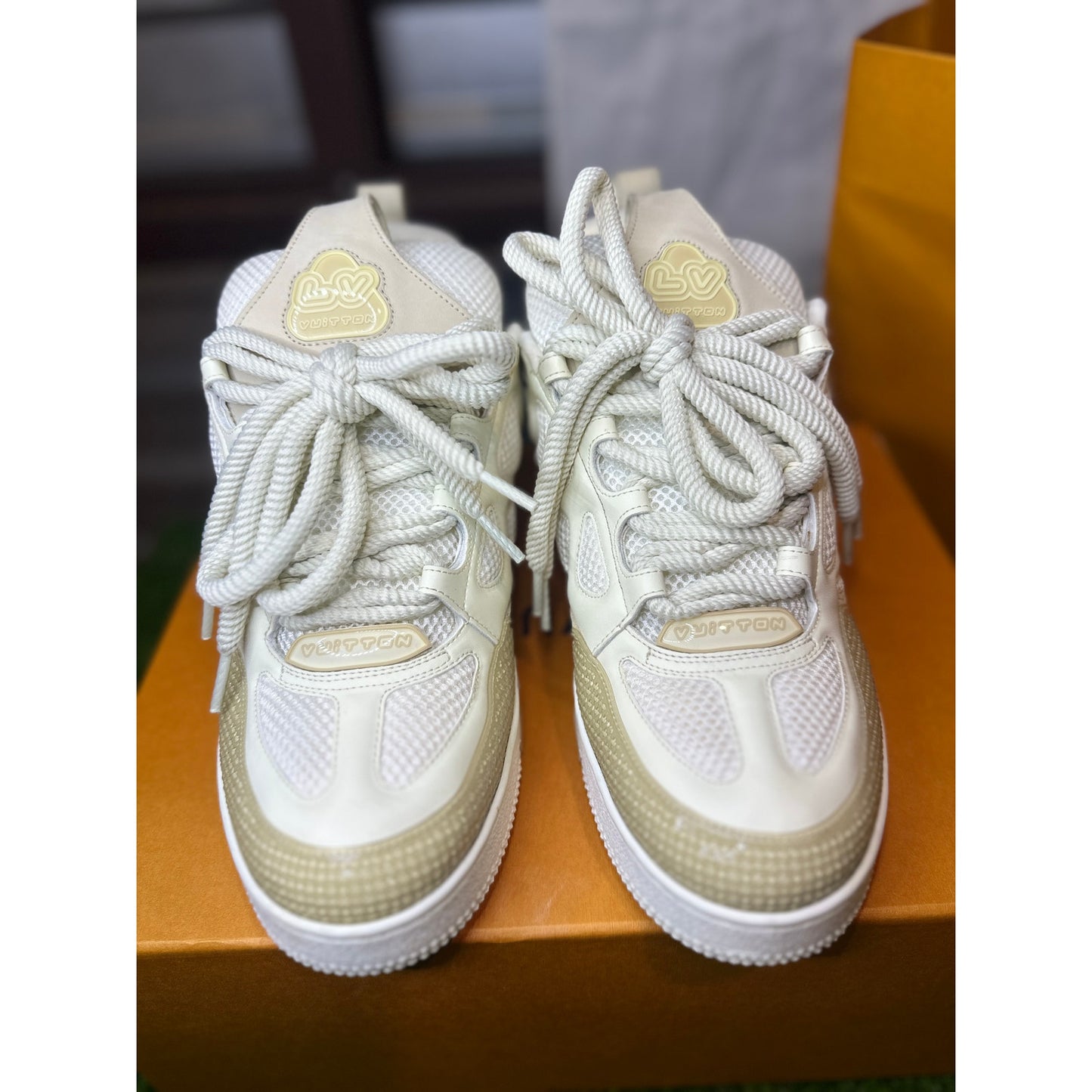 Louis Vuitton LV Skate Sneakers Beige White Leather Suede