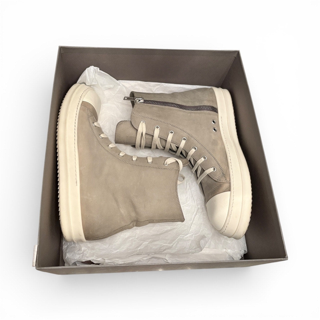 Size 11 - Rick Owens high-top Hollywood Milk Sneakers