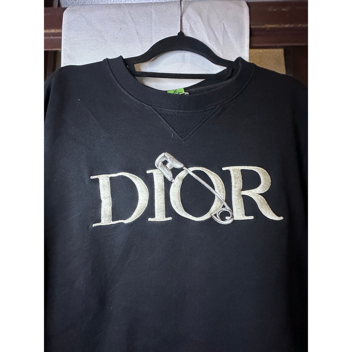 Dior x Judy Blame Black Safety Pin Logo Embroidered Crewneck