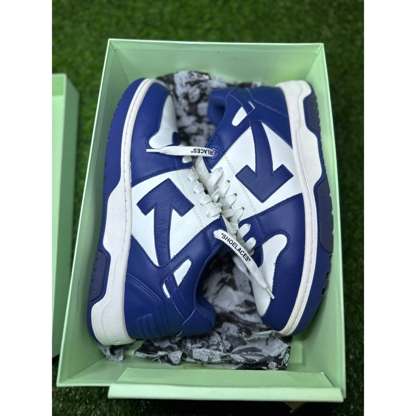 Size 9 - OFF-WHITE Out Of Office Low Tops Dark Blue White
