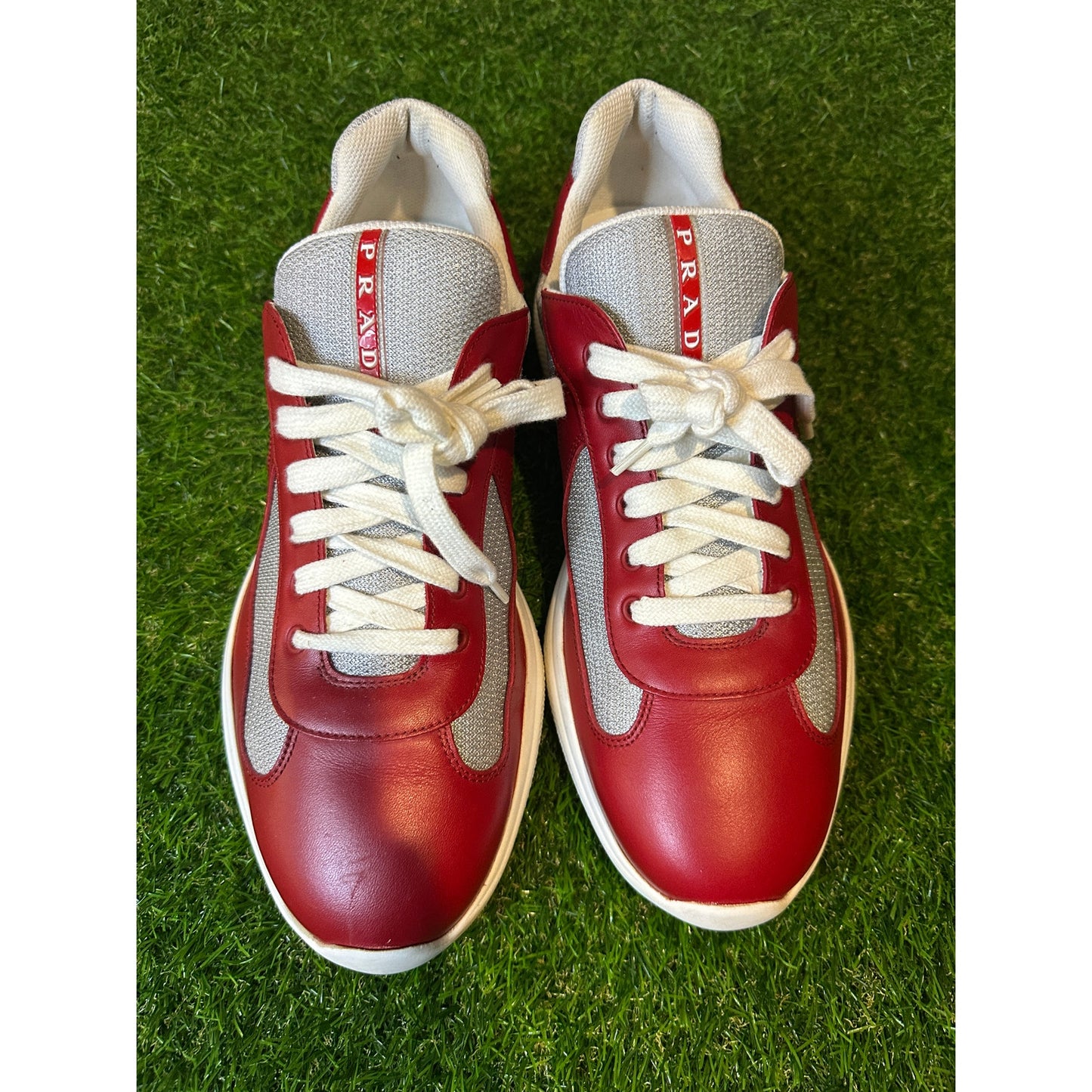 Prada America's Cup Red Leather Sneakers | Size 11UK / 12US