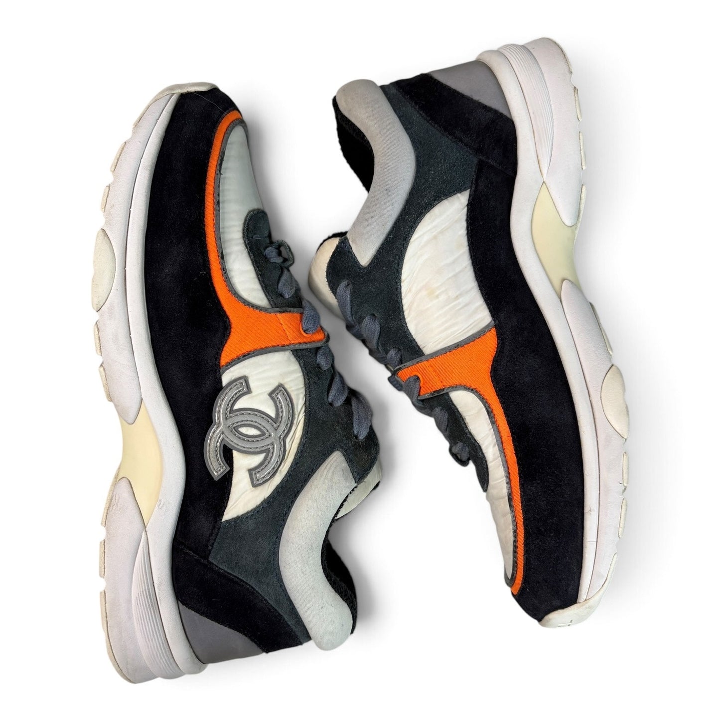 Chanel CC Interlocking Blue / Orange Sneakers | Size 36.5