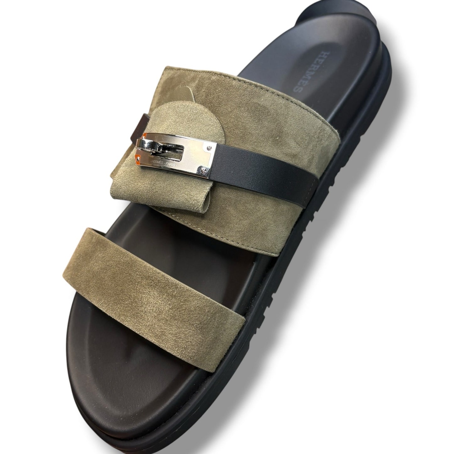 Hermès Jackson sandals in Vert Toundra suede goatskin 9.5US
