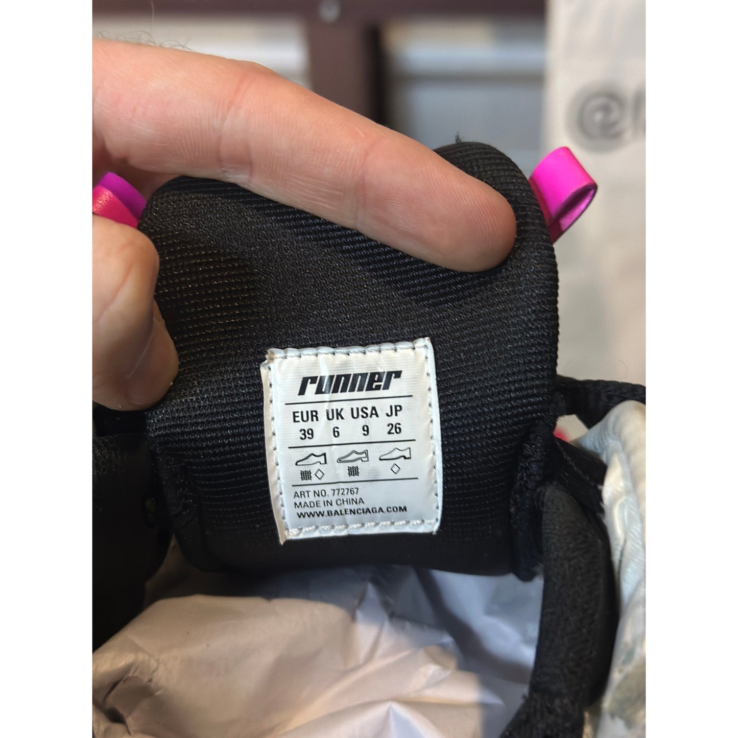 Balenciaga Women's Runner Sneaker in Silver/black/neon-pink