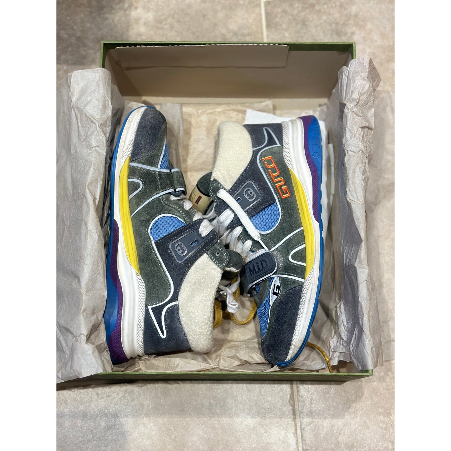 Gucci Ultraspace Mid “Black Grey” multicolor Sneakers | Size 8US