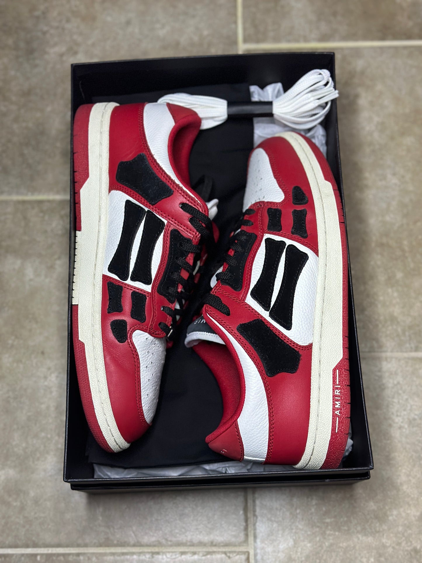 SIZE 10 - AMIRI SKEL-TOP LOW RED SNEAKER