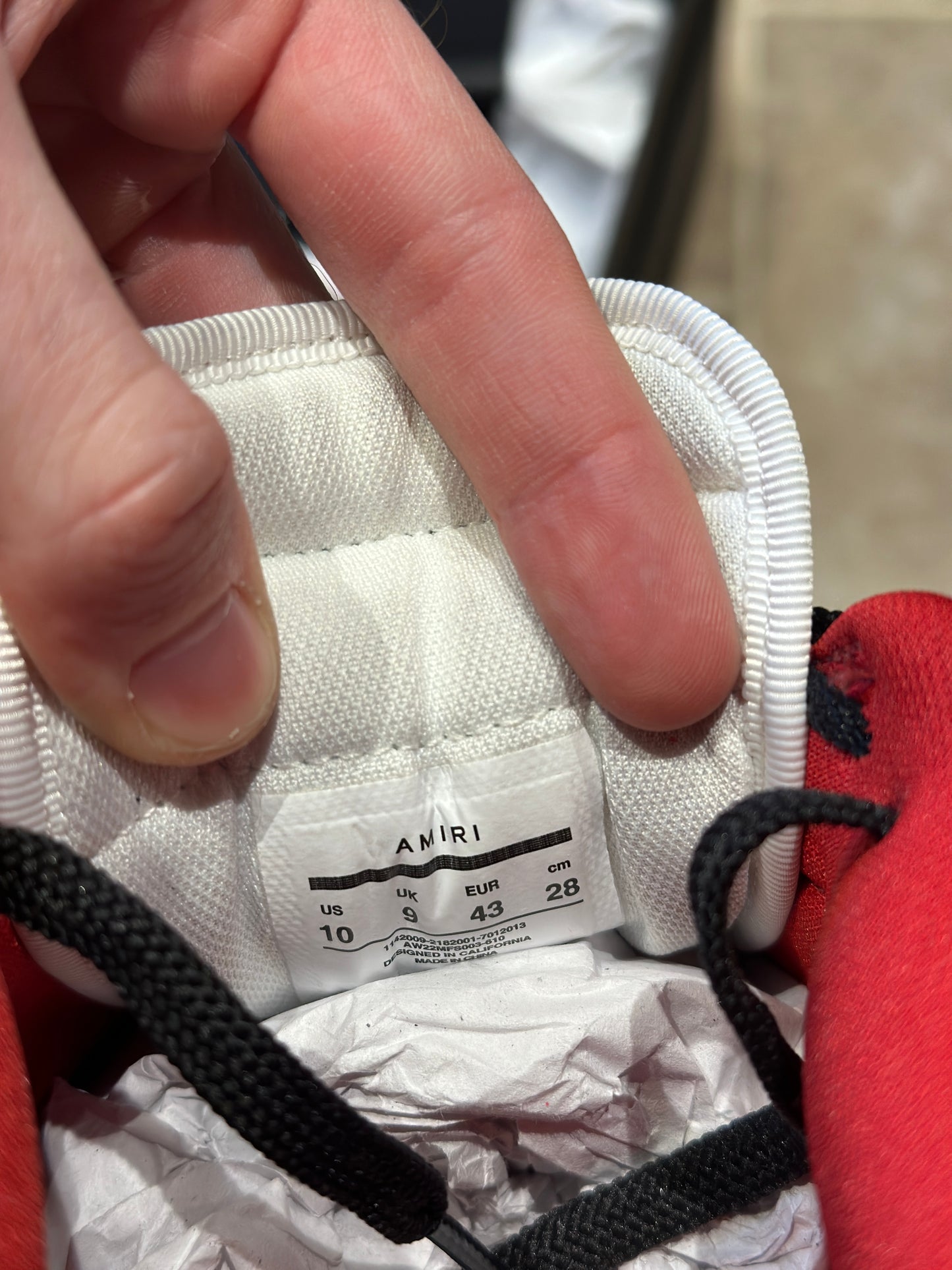 SIZE 10 - AMIRI SKEL-TOP LOW RED SNEAKER