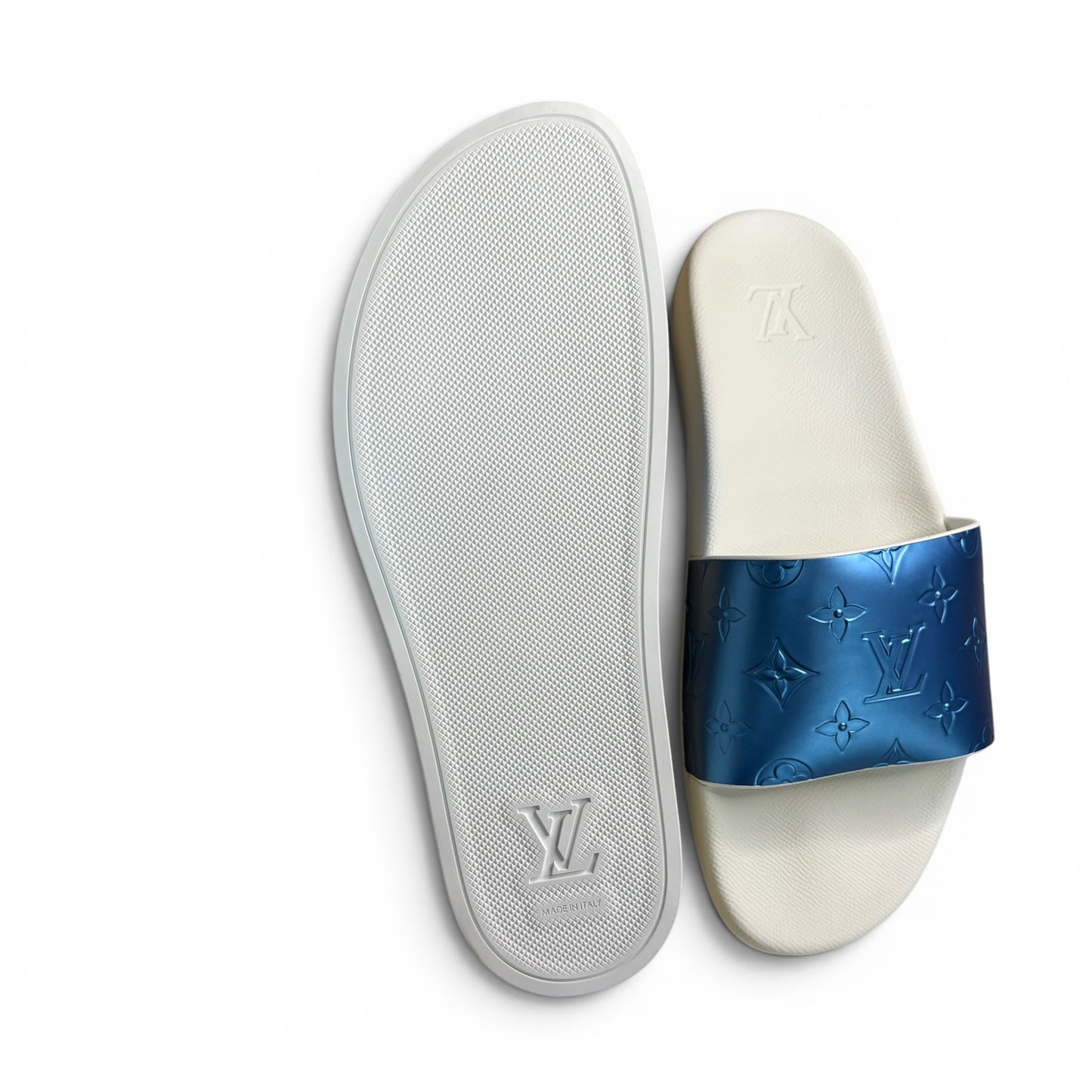 Louis Vuitton LV Monogram Rubber Slides - Blue Sandals, LV Size 9-US Size 10