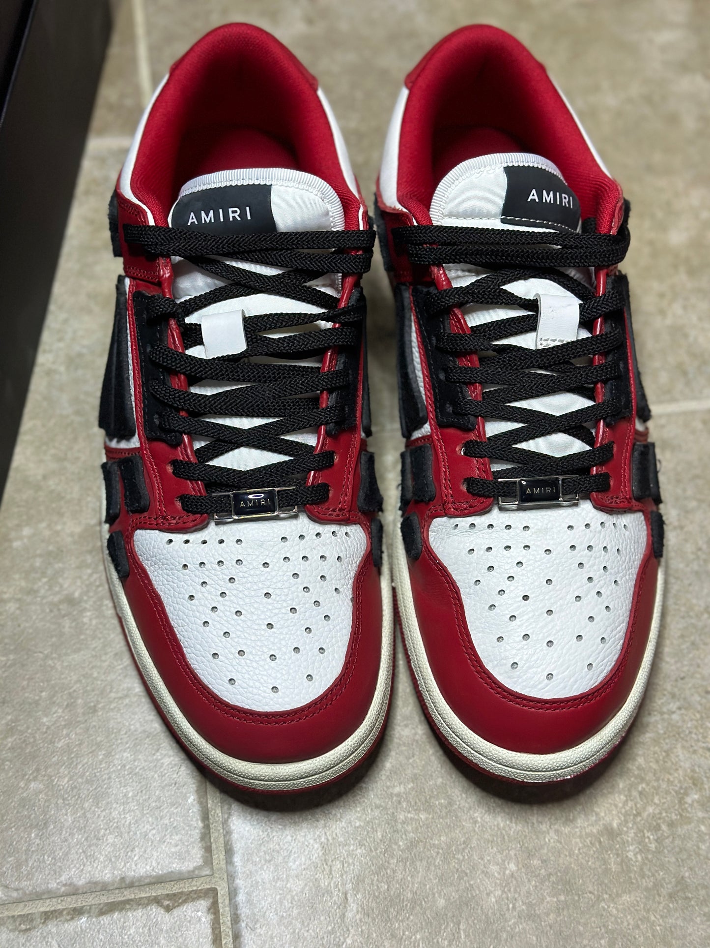 SIZE 10 - AMIRI SKEL-TOP LOW RED SNEAKER