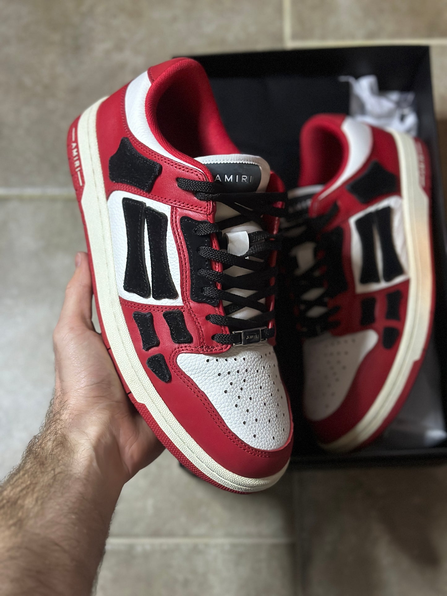 SIZE 10 - AMIRI SKEL-TOP LOW RED SNEAKER