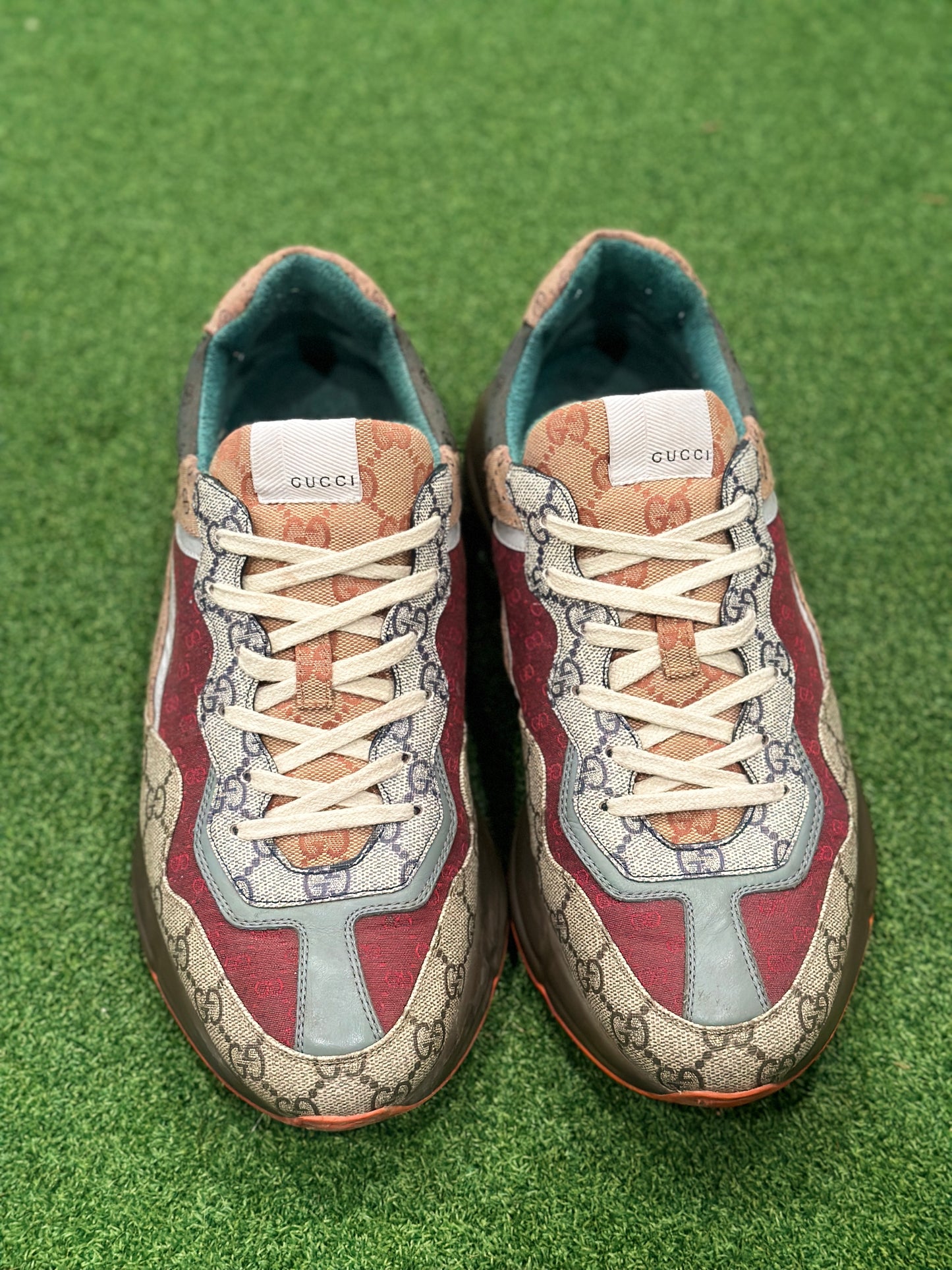 Size 11 - Gucci Rython Orange Brown Monogram Sneakers