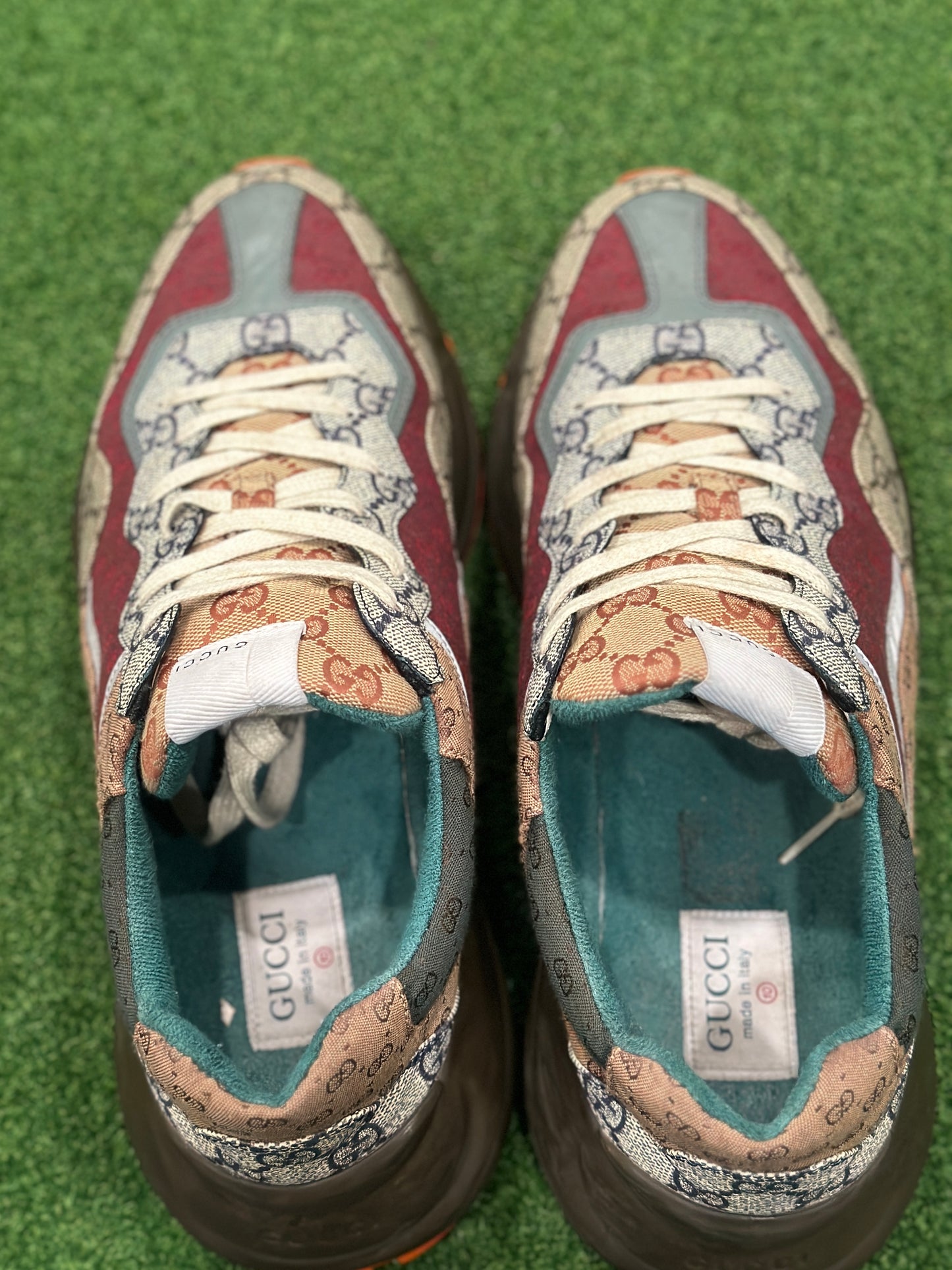 Size 11 - Gucci Rython Orange Brown Monogram Sneakers