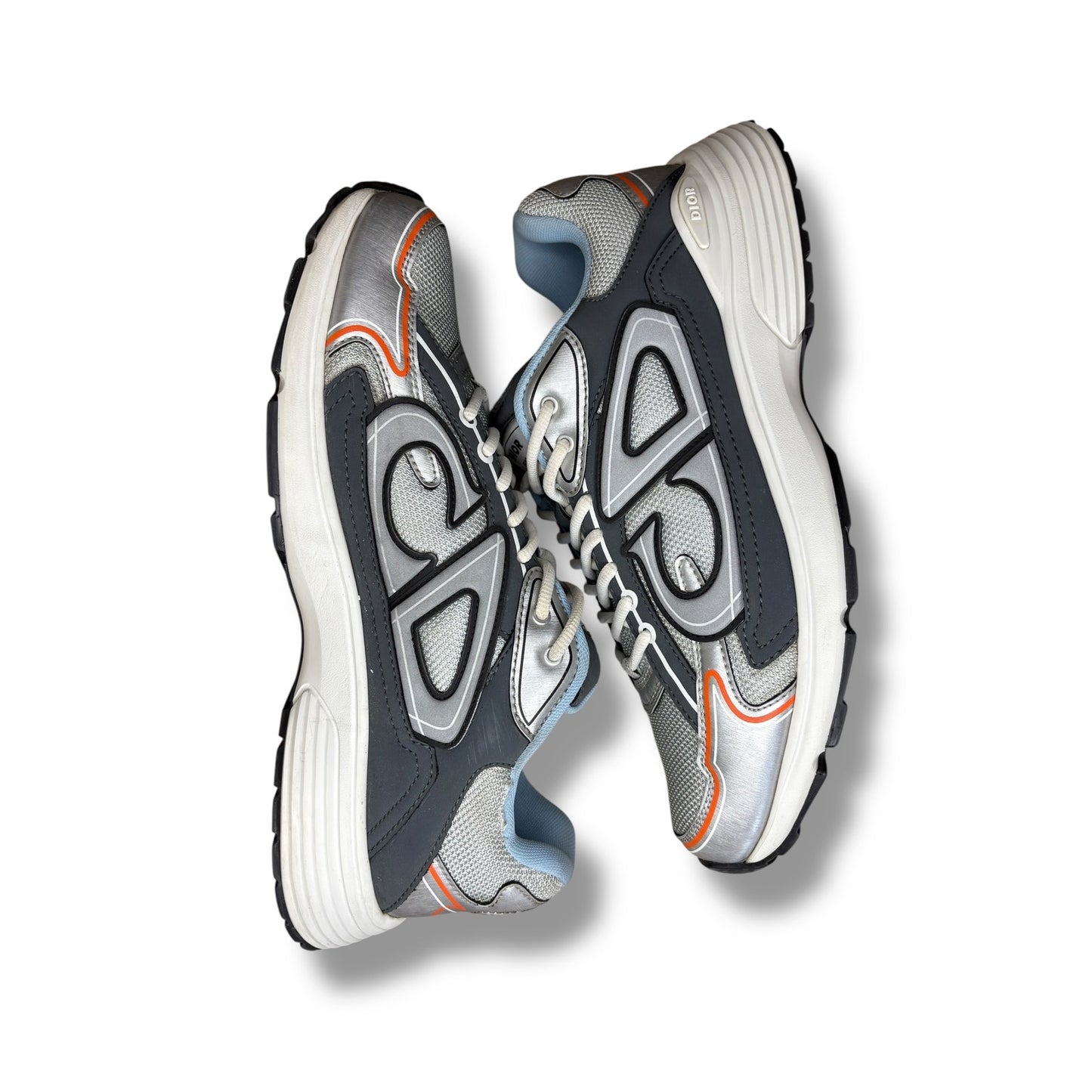 Dior B30 Silver Grey Blue Orange Sneakers | Size 44 (11US)