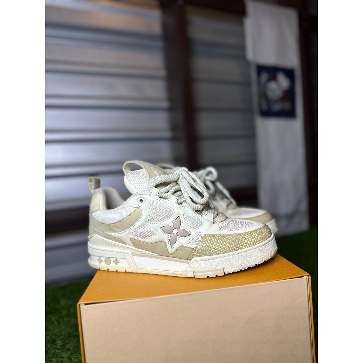 Louis Vuitton LV Skate Sneakers Beige White Leather Suede