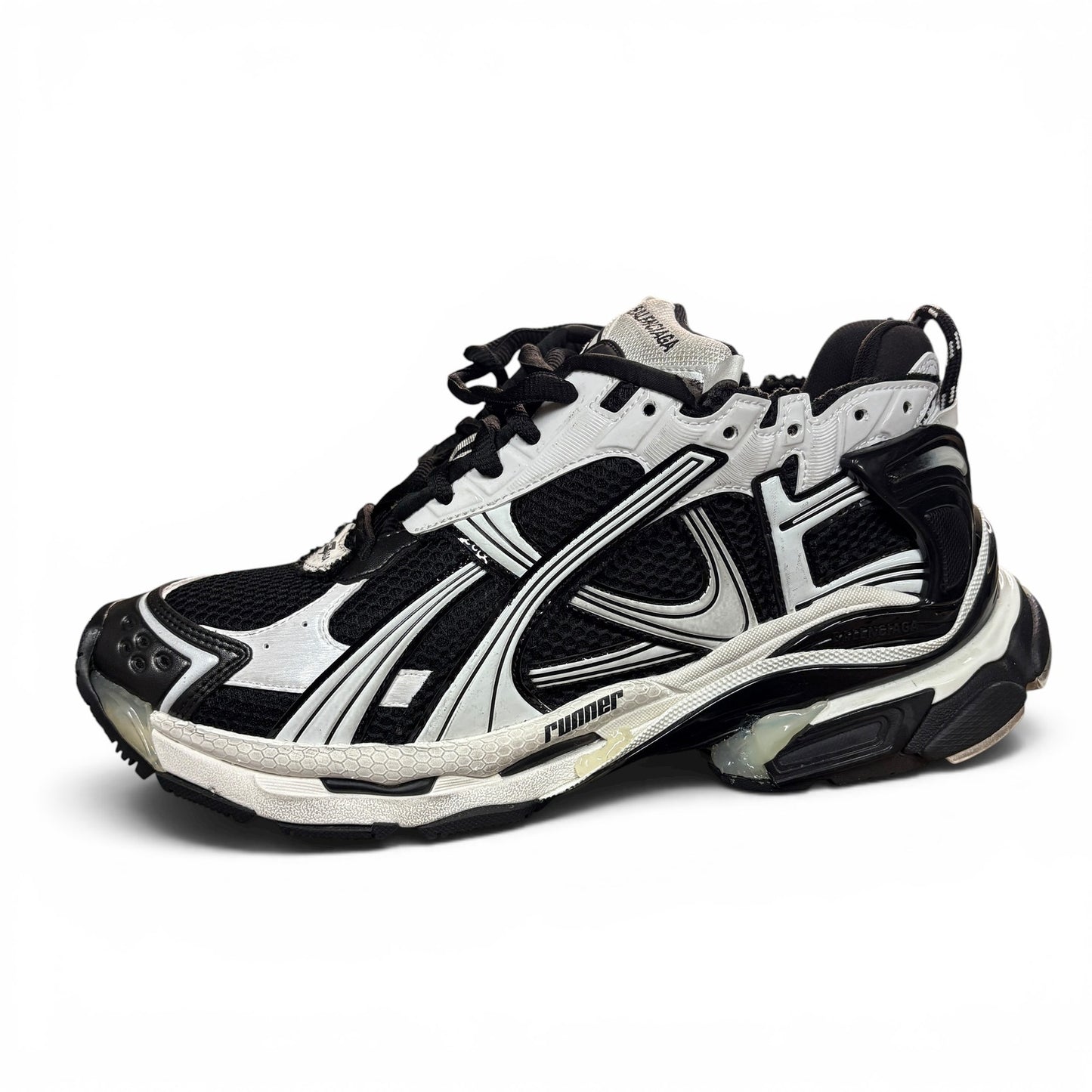 Balenciaga Runner Black & White Track Sneakers | Size 12US