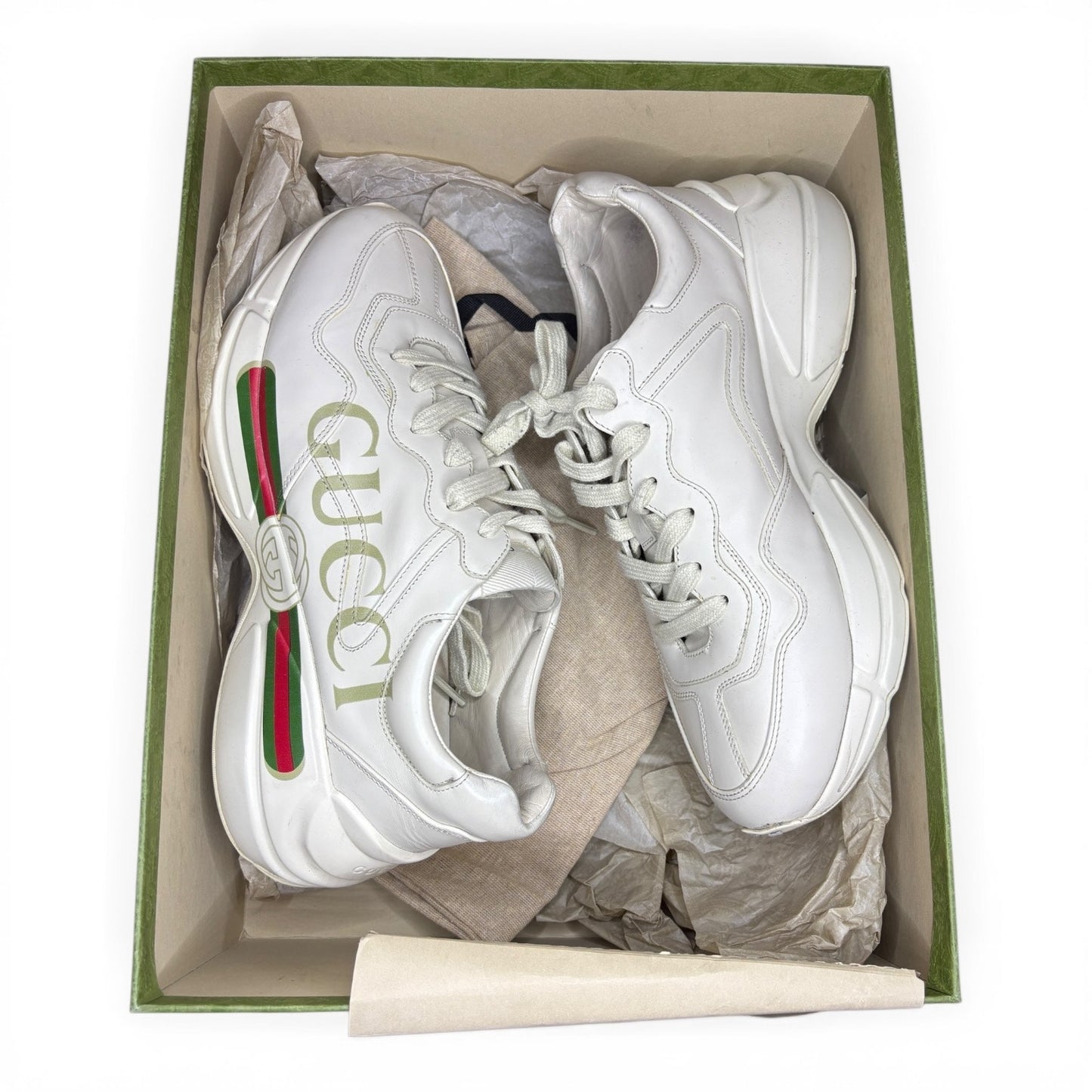 Gucci Rython White Logo Sneaker Sneakers | 8.5G