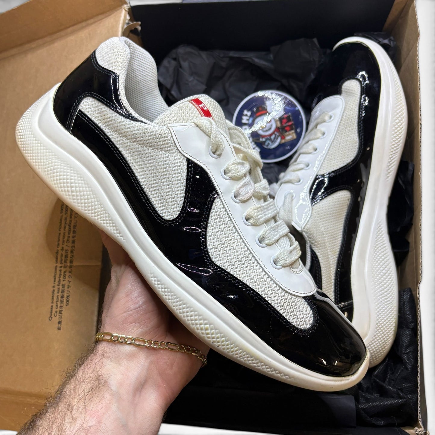 Prada America's Cup Sneakers Black White | Size 9.5UK