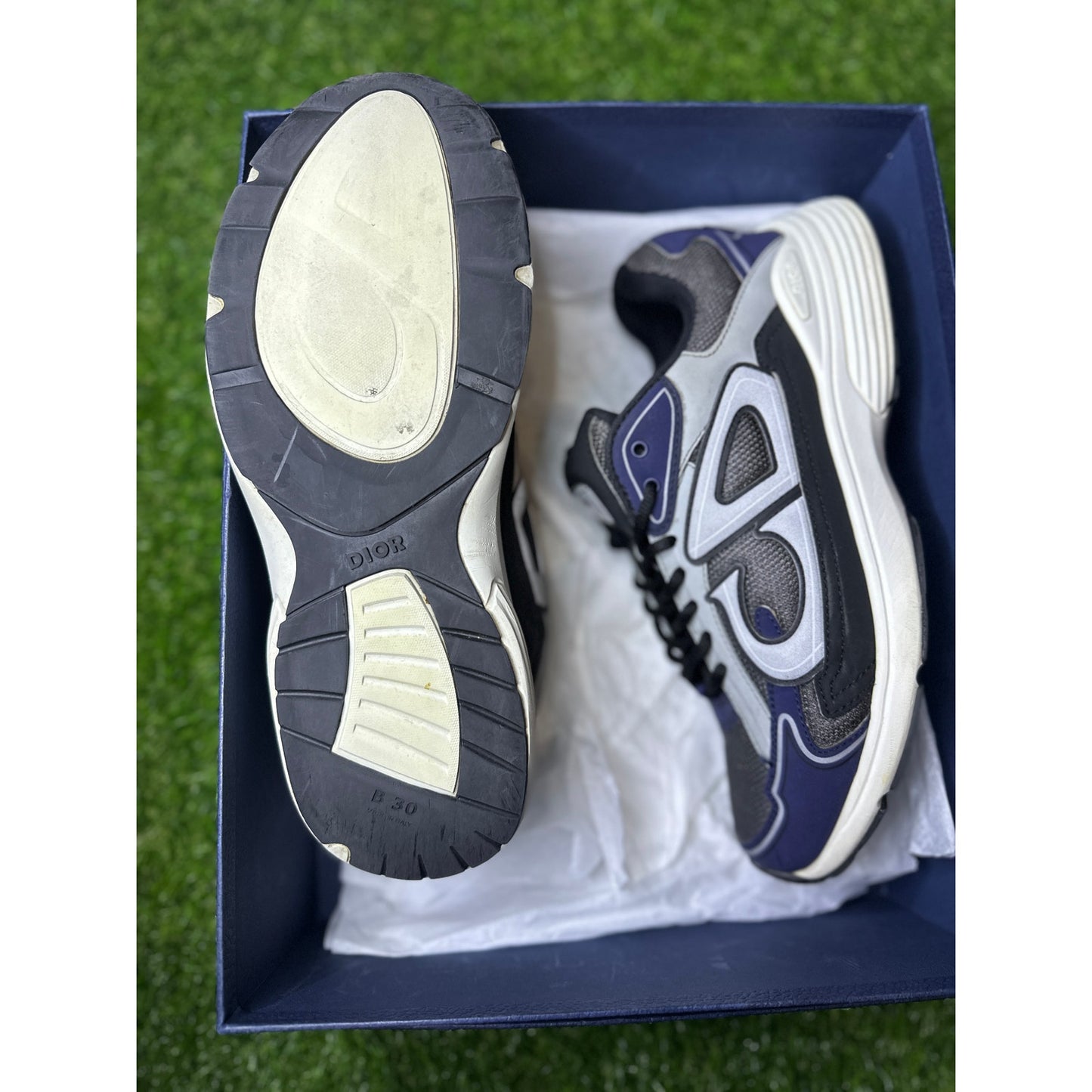 Size 44EU / 11US - Dior B30 Blue Grey Sneakers Retail $1200