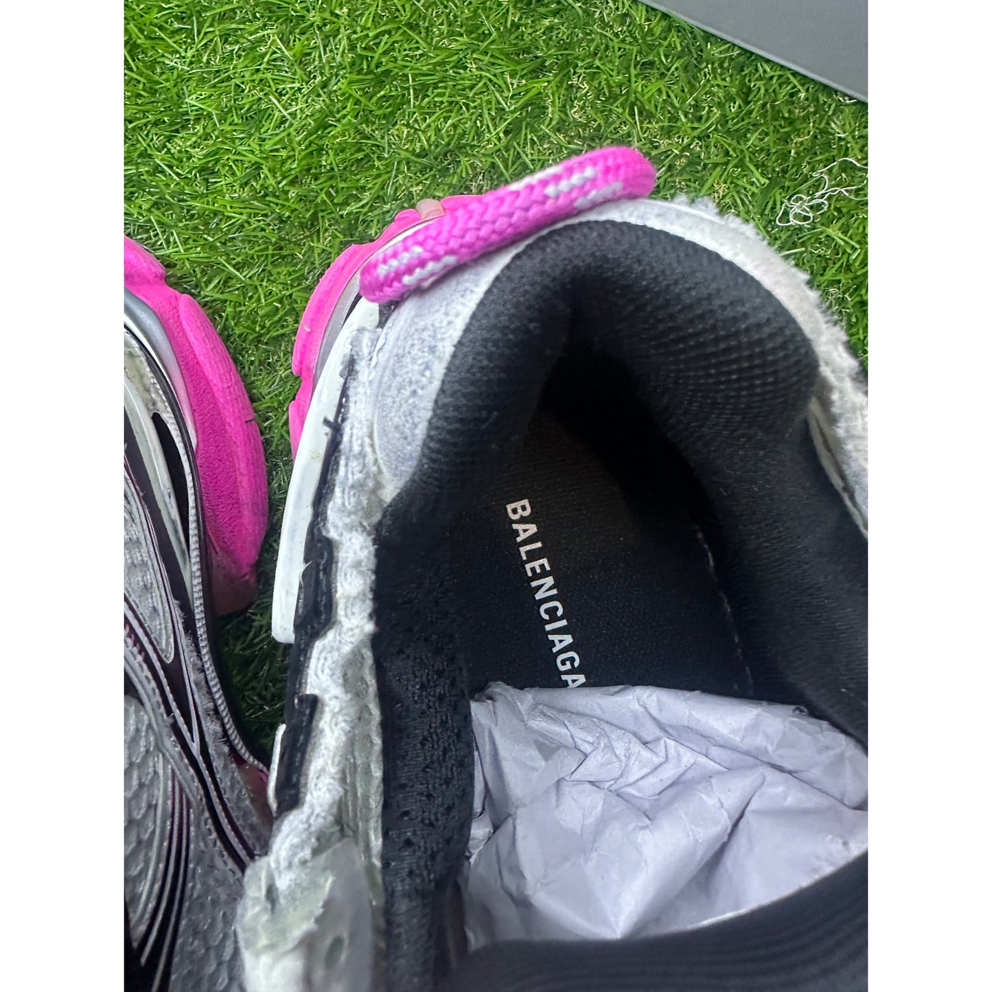 Balenciaga Women's Runner Sneaker in Silver/black/neon-pink