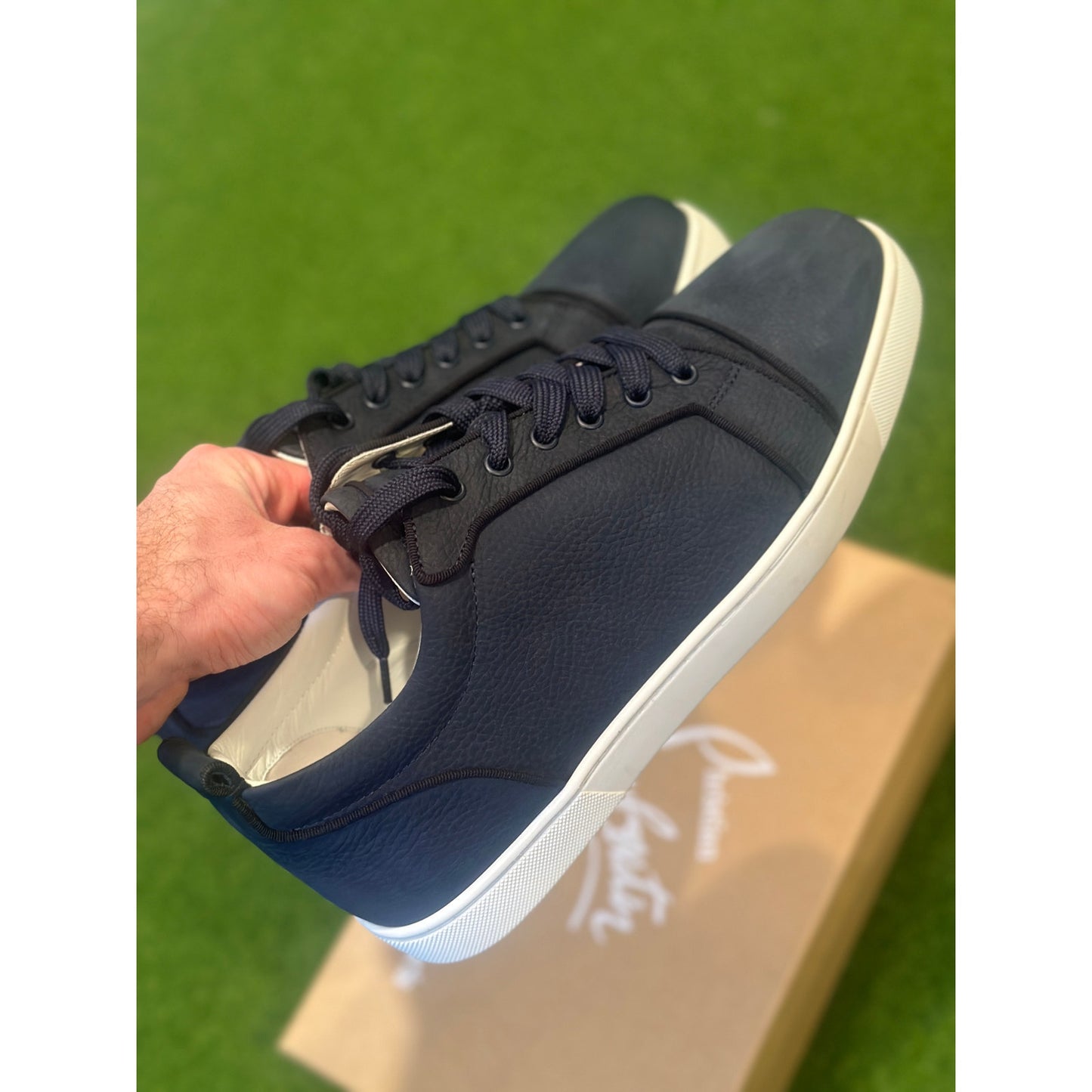 Size 11 - Christian Louboutin Navy Red Bottom Sneakers