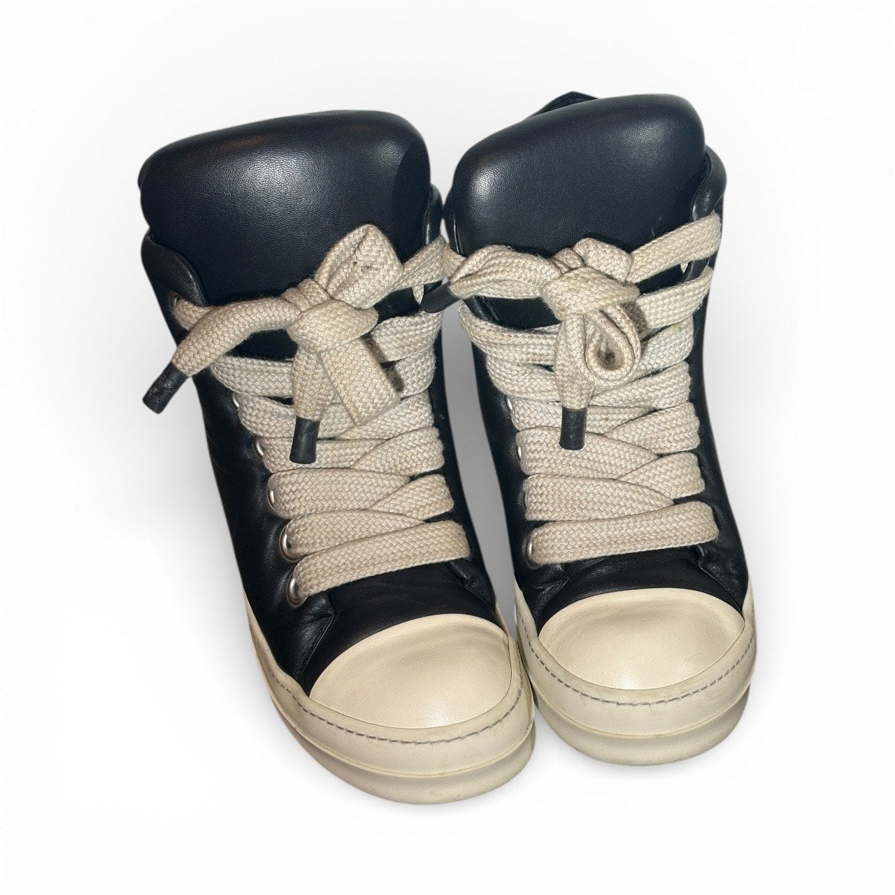 Size 9 - Rick Owen Jumbo Lace Padded Sneakers Black