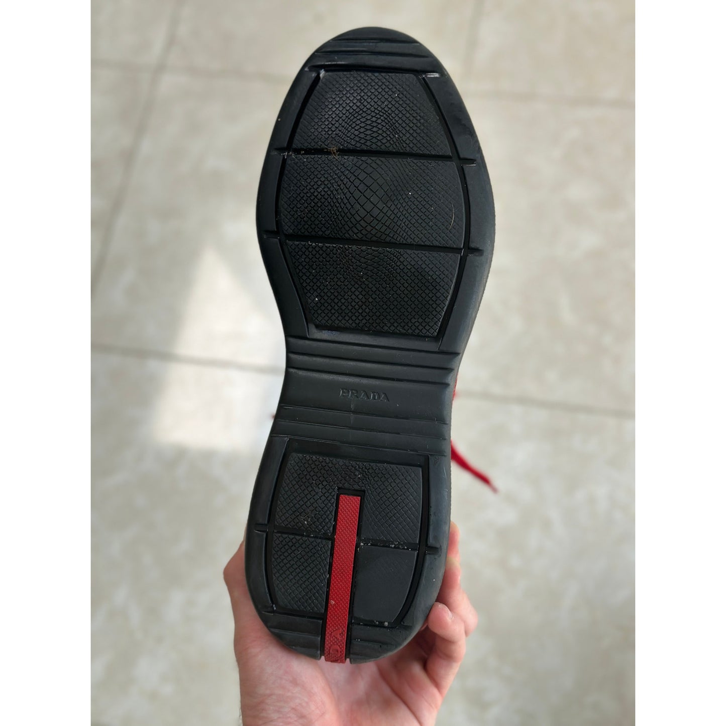 Prada America's Cup Red / Black Sneakers | Size 9Uk