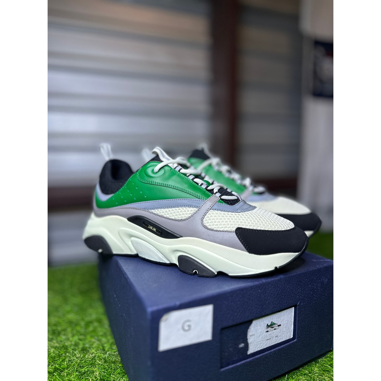 Dior B22 Reflective Low Top Sneaker ‘Green White’ | 13US