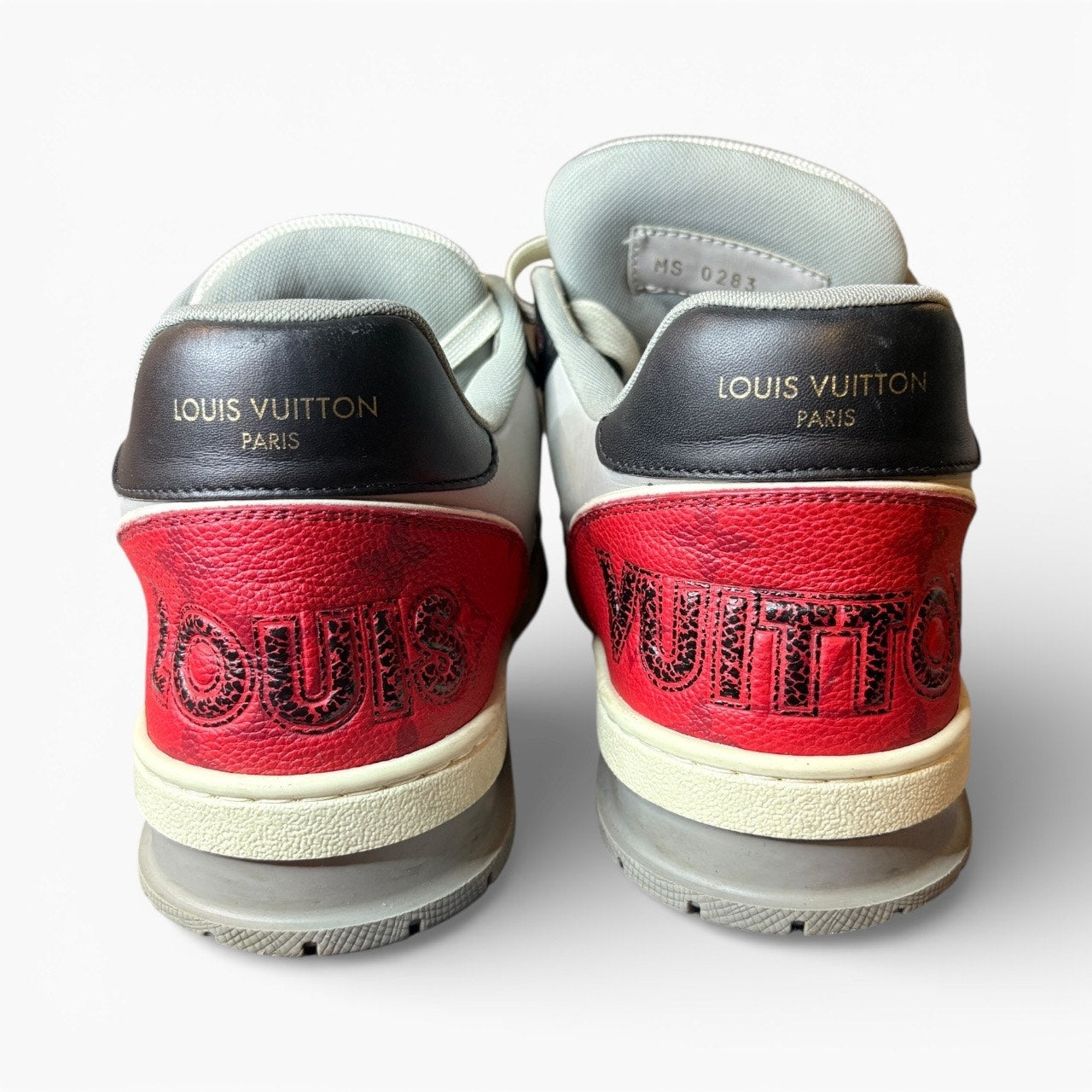 Louis Vuitton Trainer Strap Black Grey Red 1AC4ZU | Size 7LV