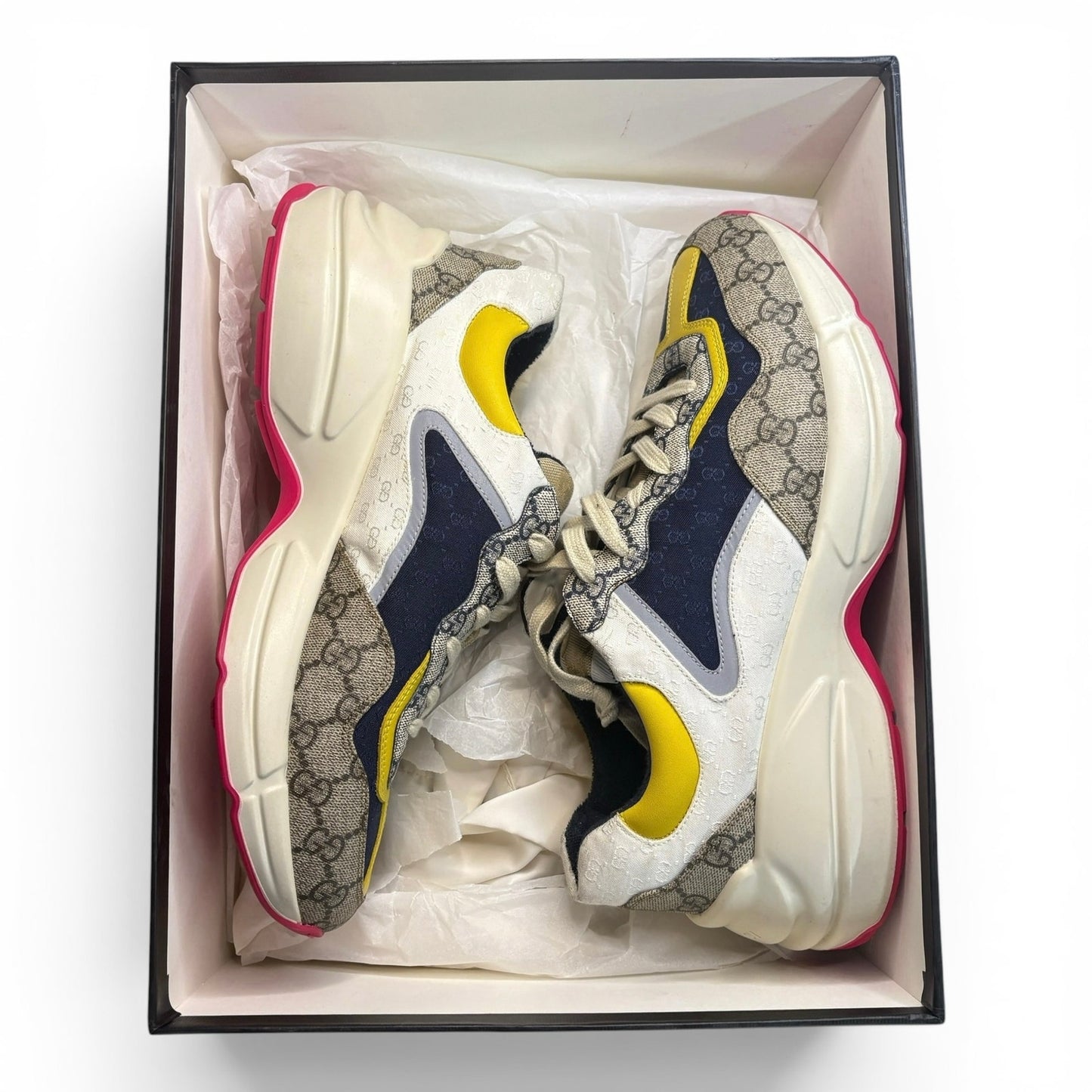 Gucci GG Rython ‘Beige White Yellow’ Monogram Sneaker | 9.5G