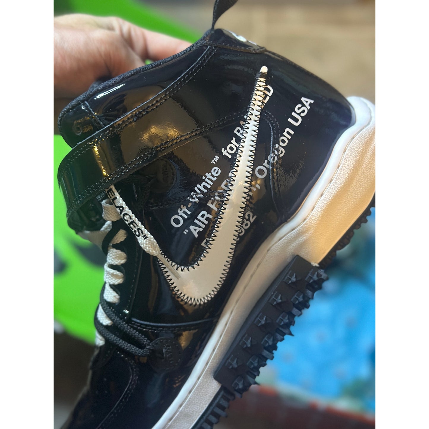Size 11.5 - OFF-WHITE Air Force One Mid Black Sneakers