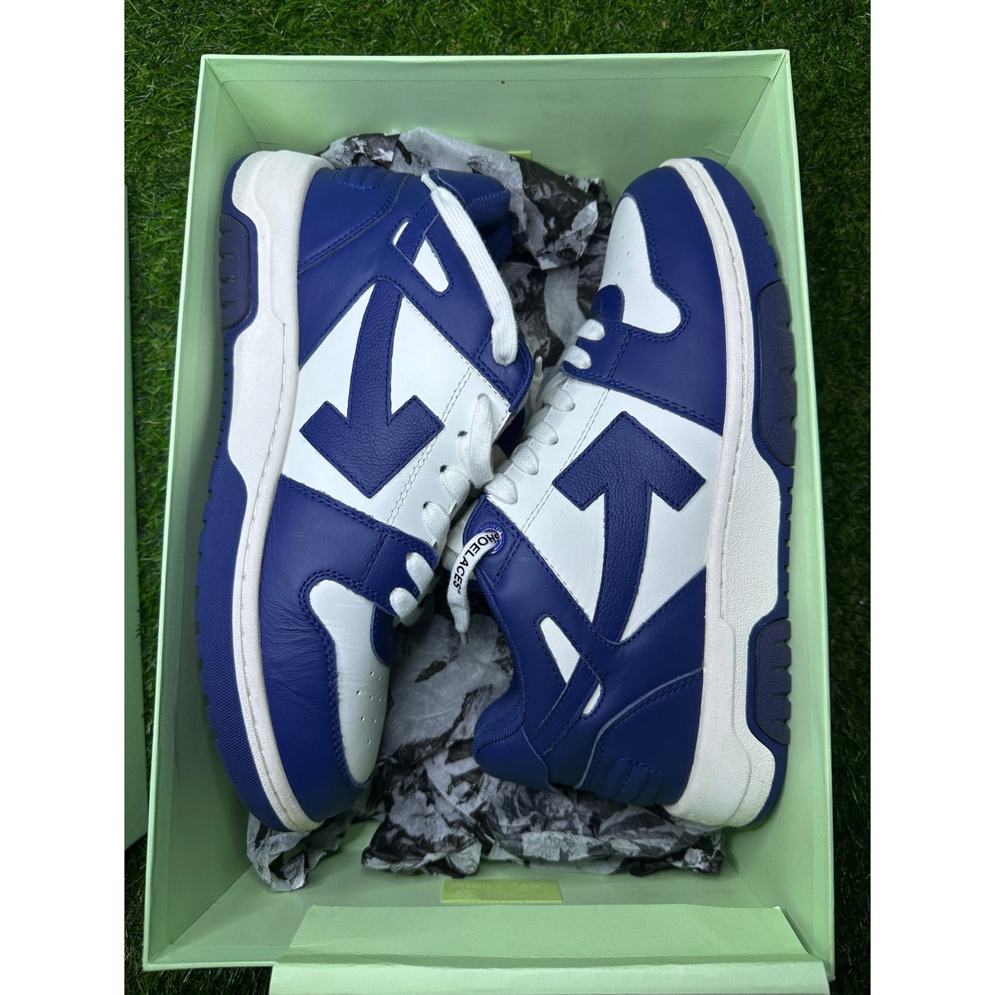Size 9 - OFF-WHITE Out Of Office Low Tops Dark Blue White
