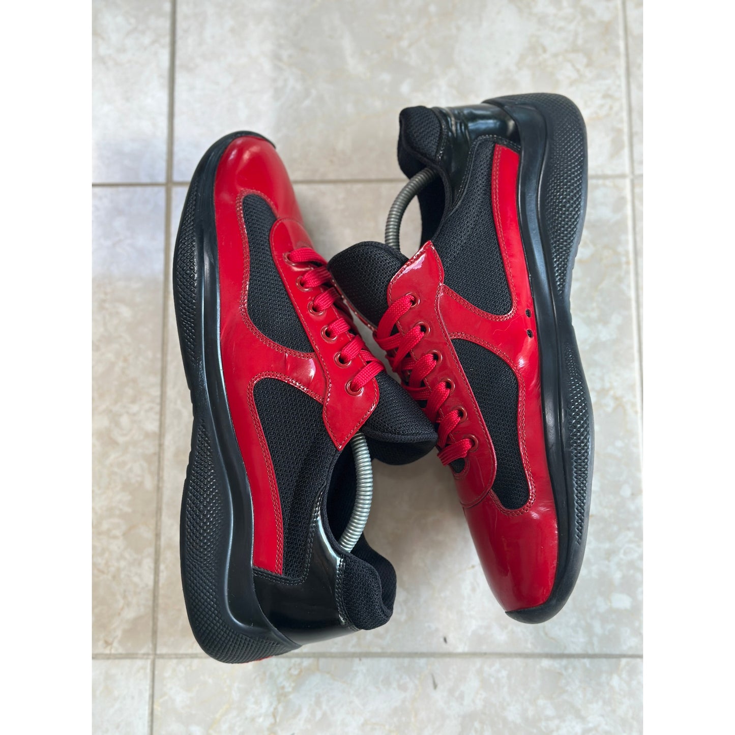 Prada America's Cup Red / Black Sneakers | Size 9Uk
