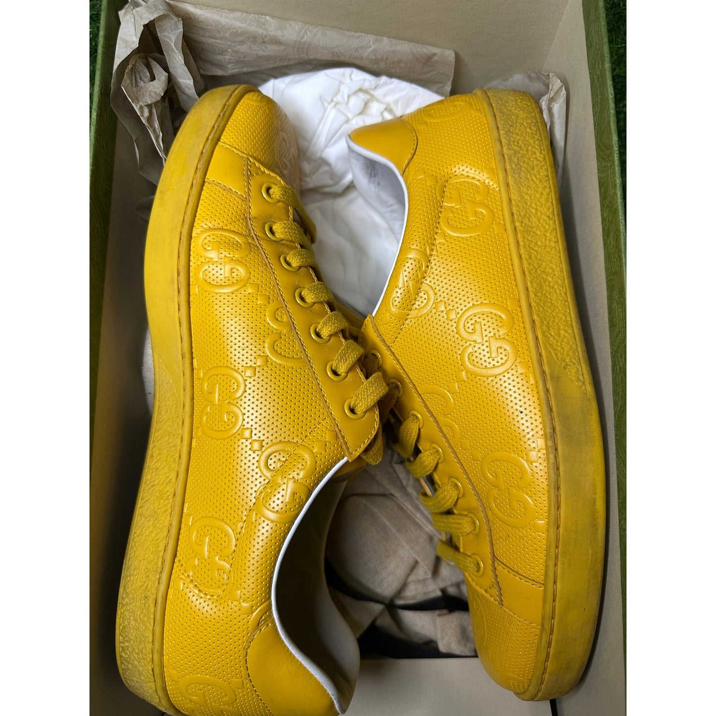 GUCCI GG Ace Yellow Leather Men's Sneakers