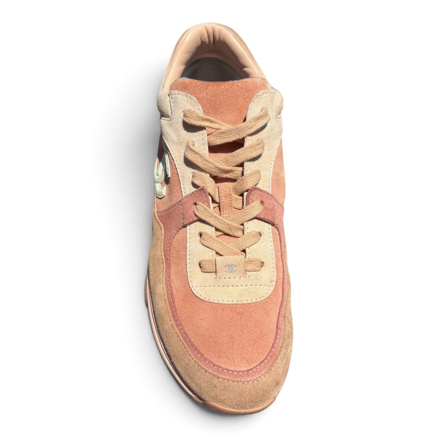 Chanel Nylon Lambskin Suede Calfskin CC Pink Pastel Sneakers