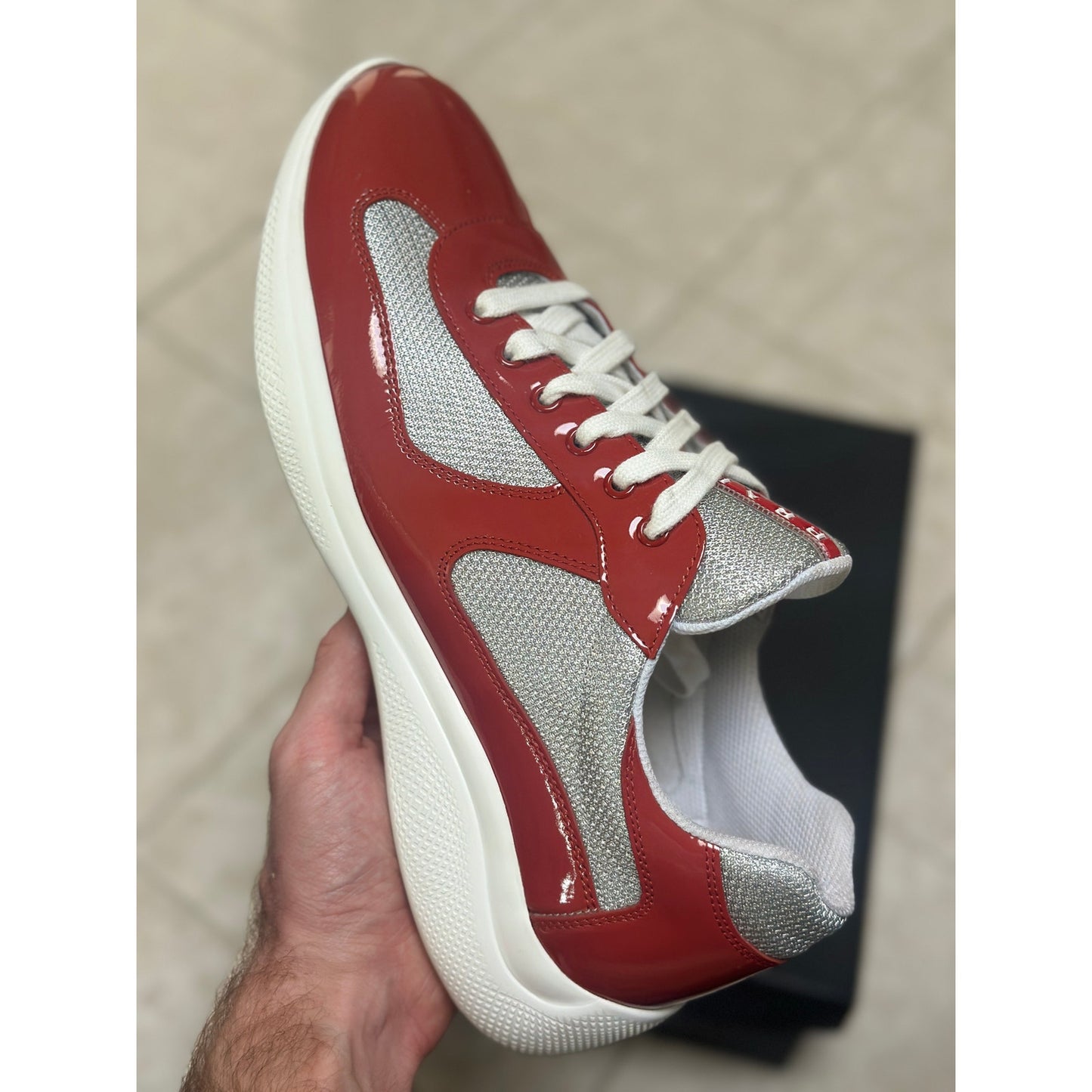 Prada America's Cup Sneakers Reddish Orange | Size 10Uk