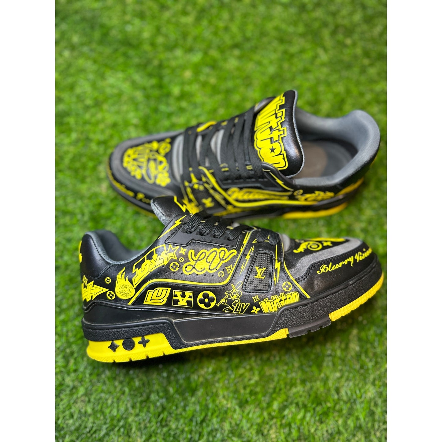 Louis Vuitton LV Trainer Graffiti Black/Yellow | Size 7UK
