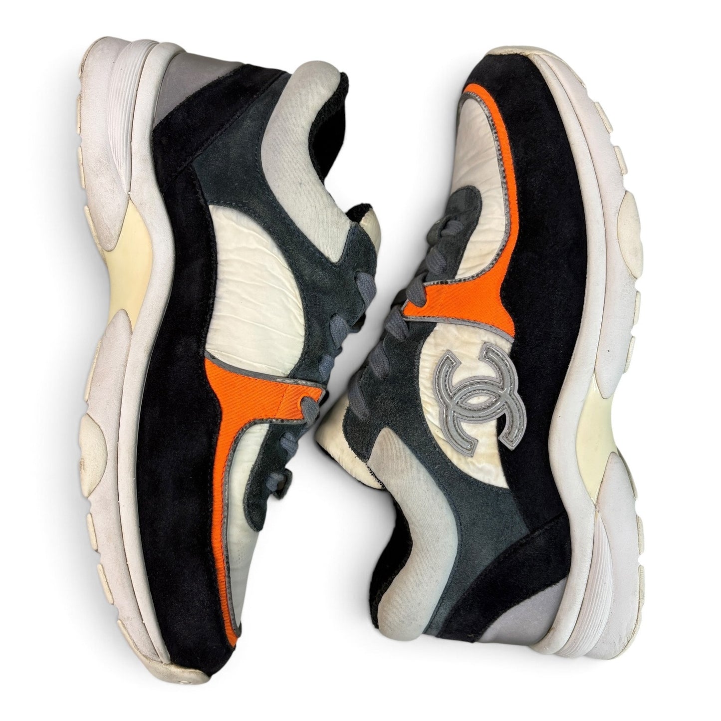 Chanel CC Interlocking Blue / Orange Sneakers | Size 36.5