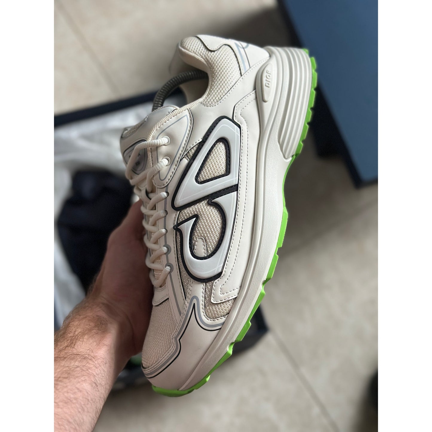 Size 11 - Dior B30 “Cream Green” White Sneaker Green Outsole