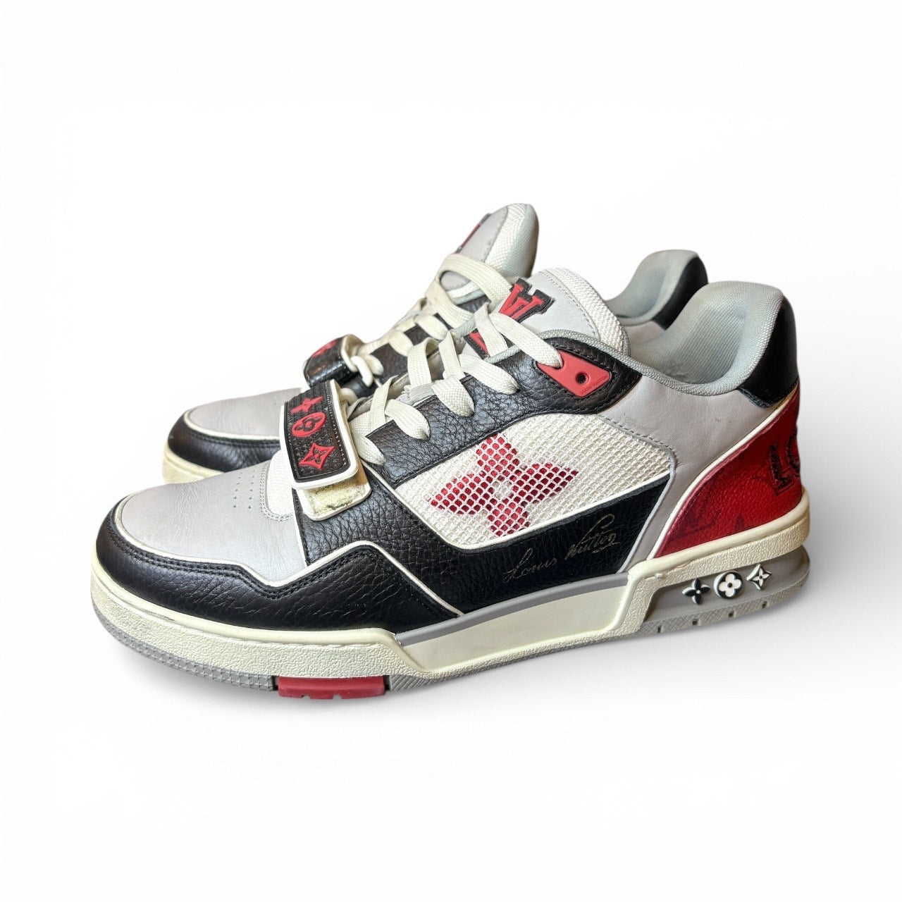 Louis Vuitton Trainer Strap Black Grey Red 1AC4ZU | Size 7LV