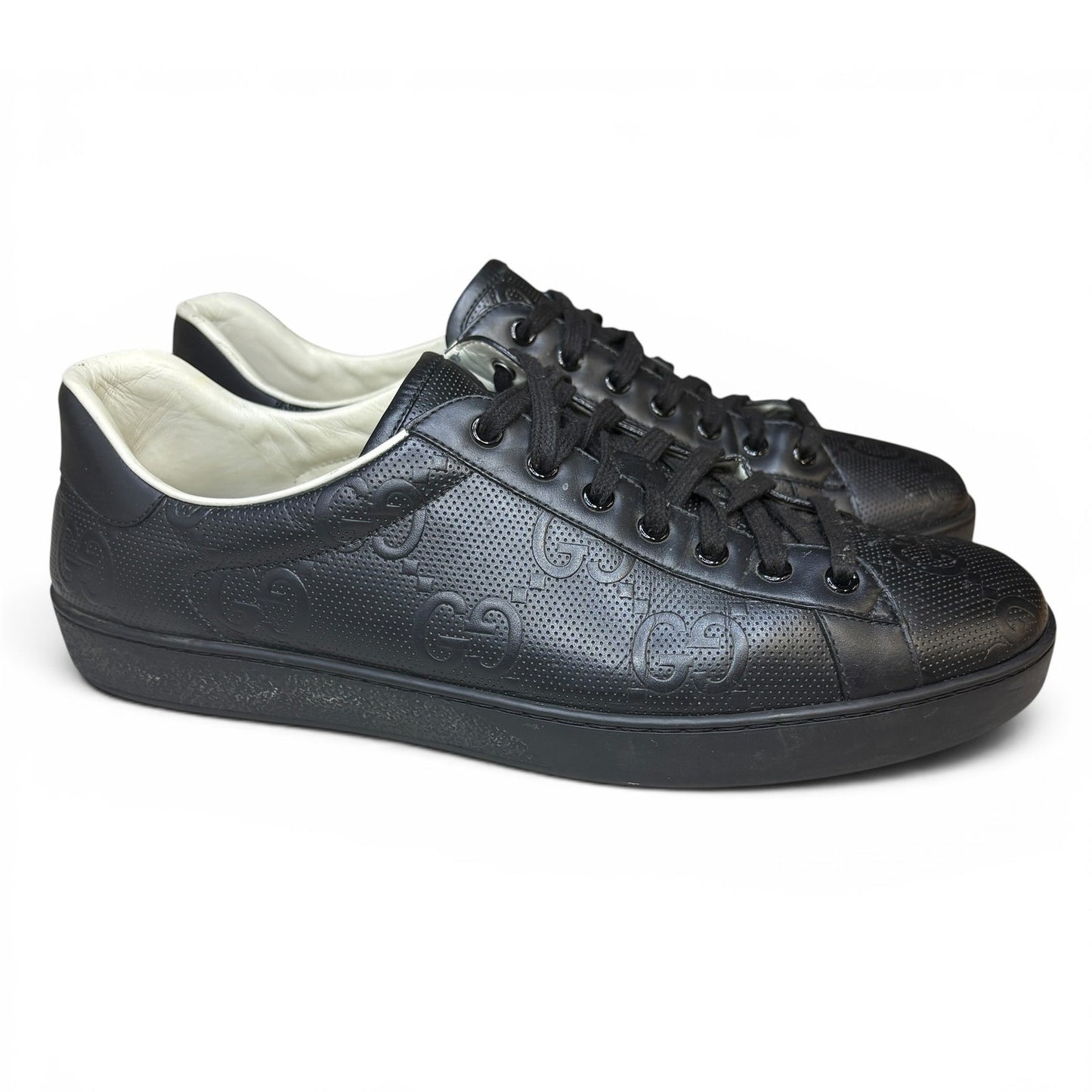 Gucci Ace Black Monorgram Sneakers | Size 11G