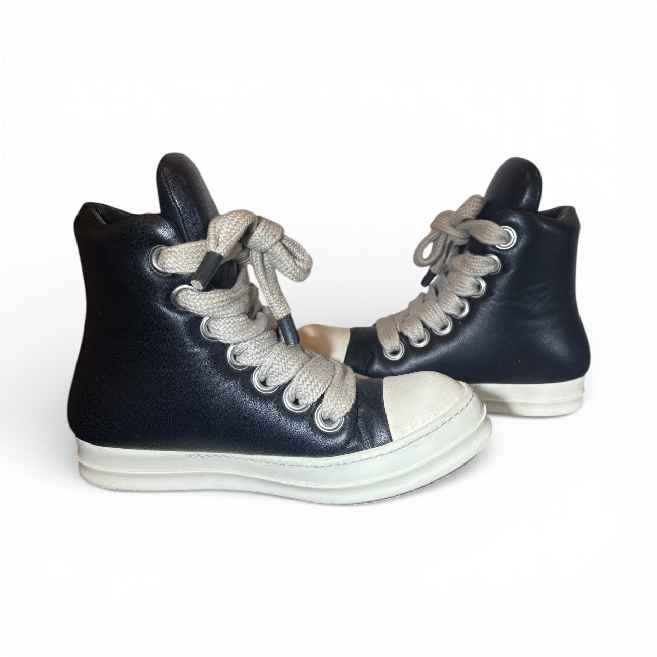 Size 9 - Rick Owen Jumbo Lace Padded Sneakers Black