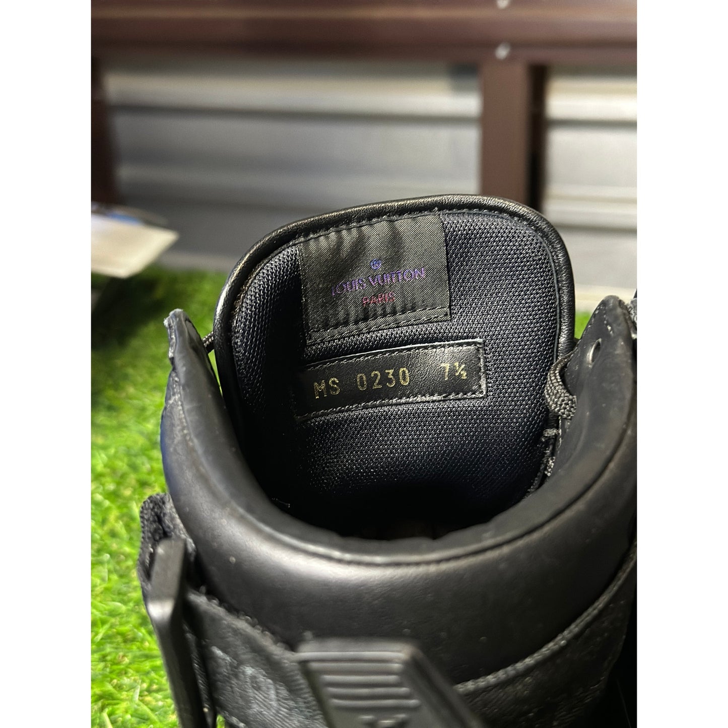 Louis Vuitton Black Rivioli High-Top Monogram Sneakers