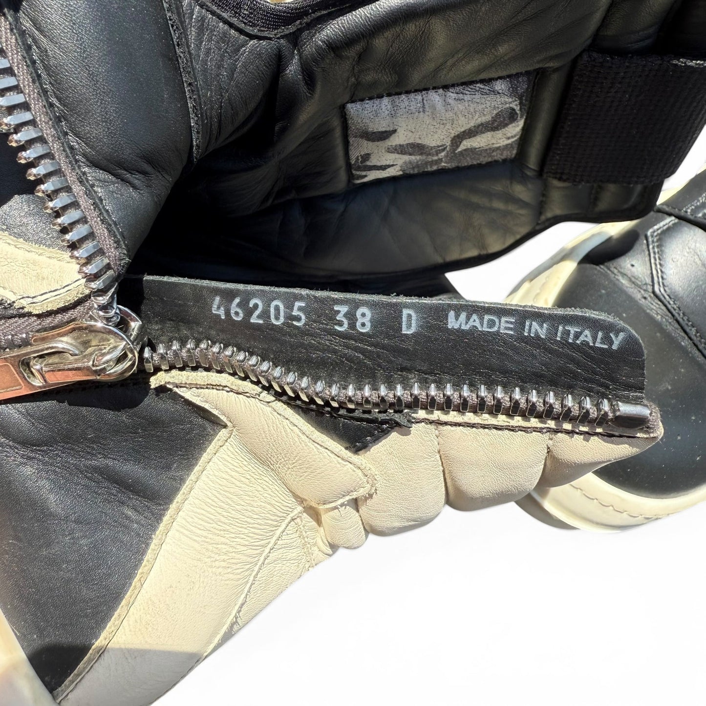 RICK OWENS Black & Off-White Geobasket Sneakers | Size 38EU