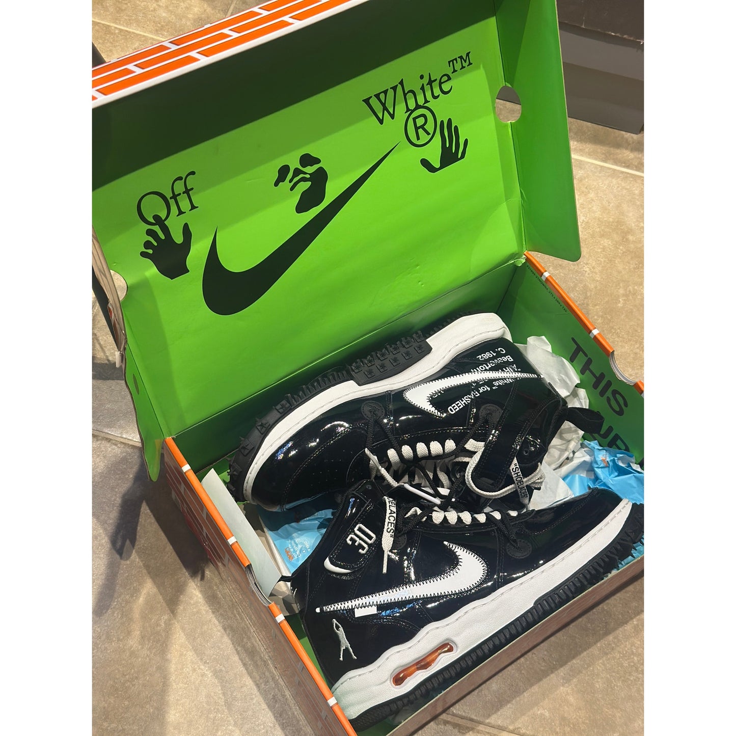 Size 11.5 - OFF-WHITE Air Force One Mid Black Sneakers