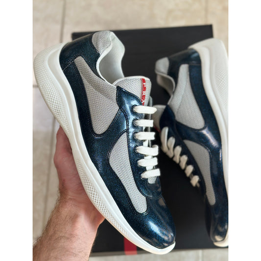 Prada America's Cup Sneakers Blue Glitter Detail | Size 10Uk