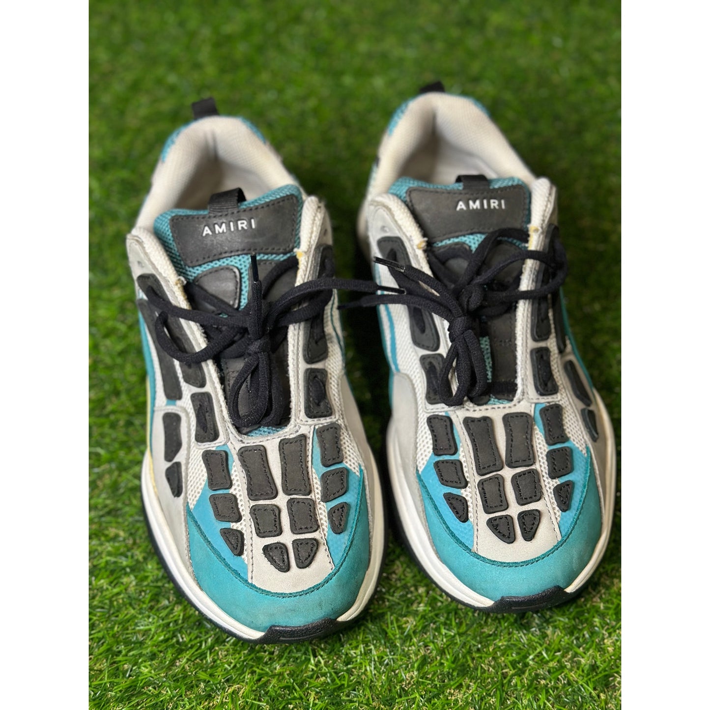 Size 9 - Amiri Teal and Black Bone Runner Sneakers