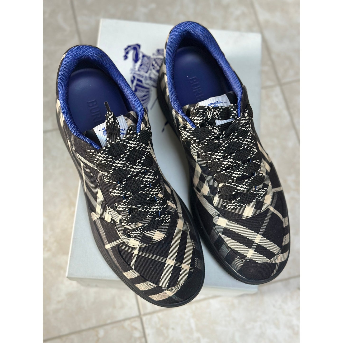 Size 12 - Burberry Check Terrace Sneakers Black